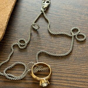 Zara Elegant Gold and Silver Necklace with Ring Pendant